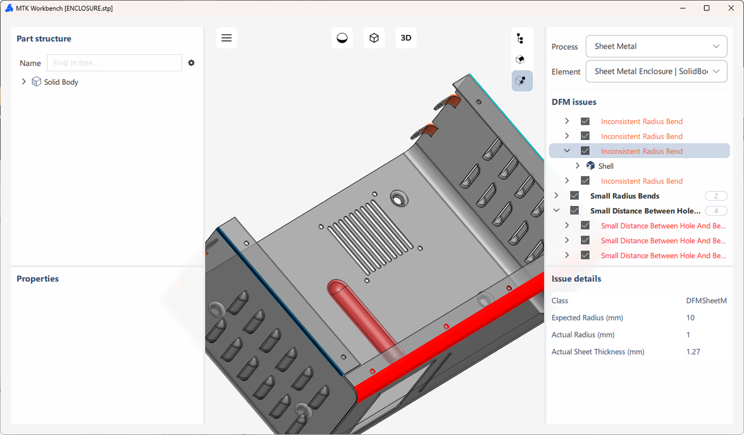 Workbench Sheet Metal DFM Analysis