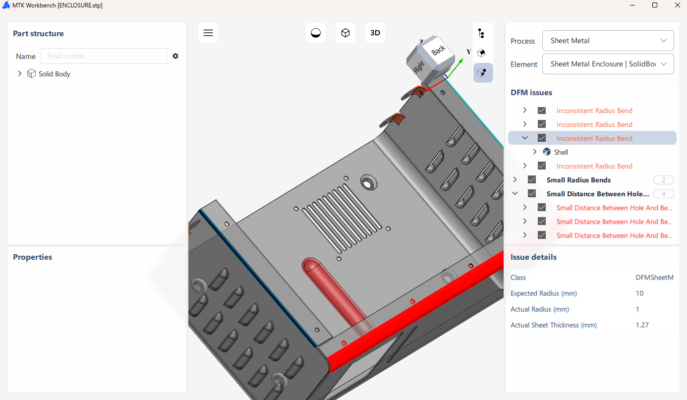 Workbench Sheet Metal DFM Analysis