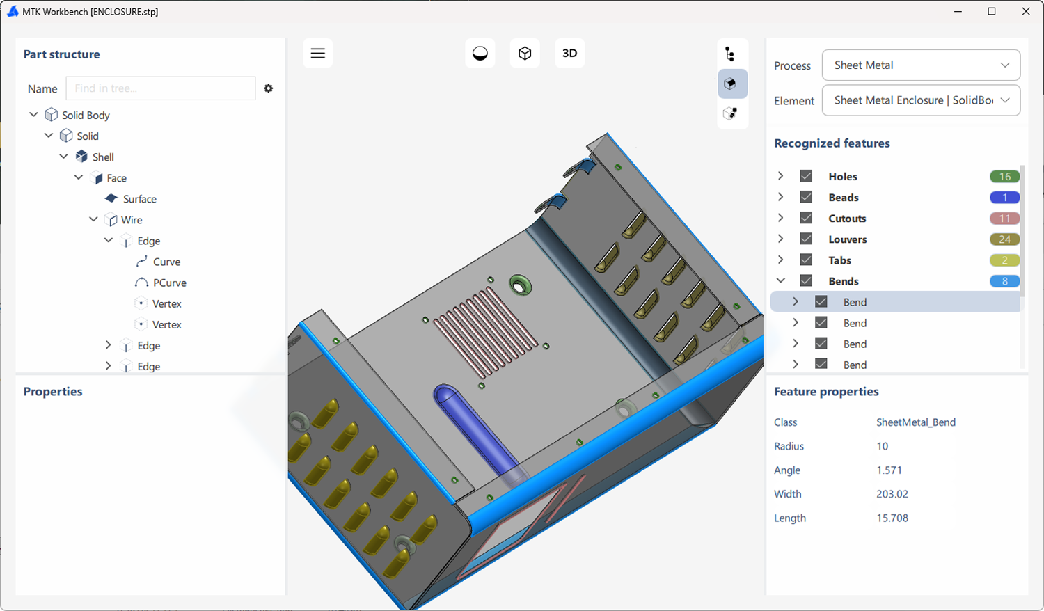 Workbench Sheet Metal Feature Recognition